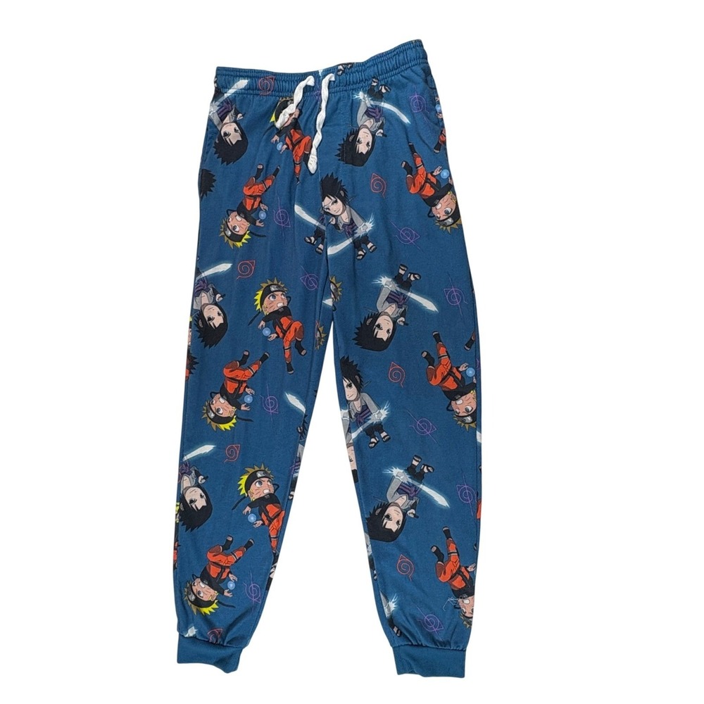 Naruto Anime Pajama Pants Men Sm Blue Sasuke Chibi Print‎ Jogger Sleepwear